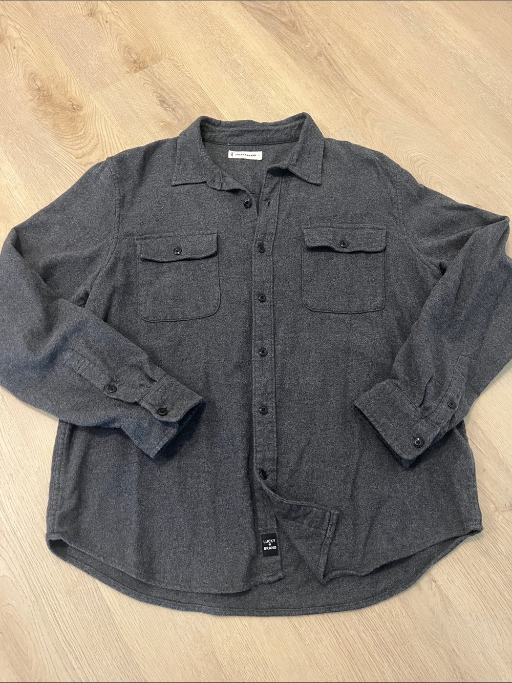 Lucky Brand Charcoal Button-Up Shirt Jacket